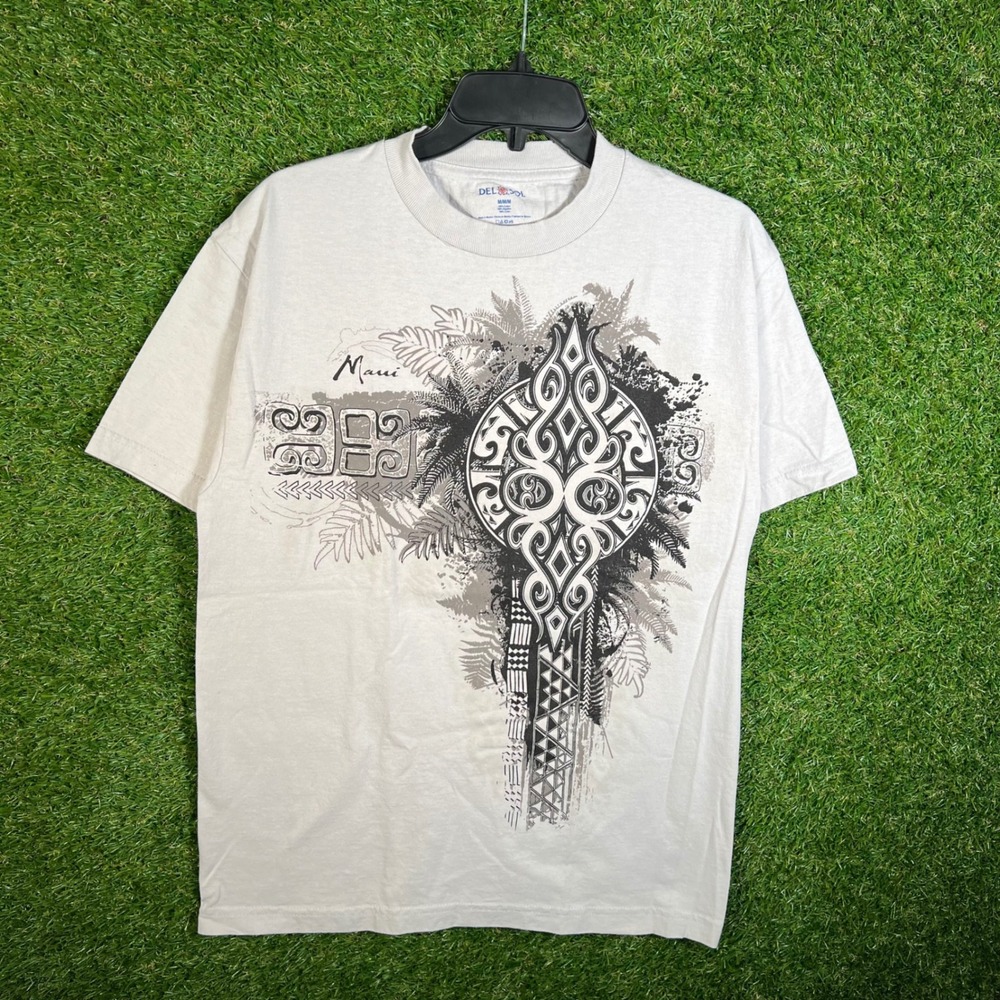 Del‎ Sol Maui Graphic T Shirt Mens Medium Gray Tribal Surf Cotton Tee